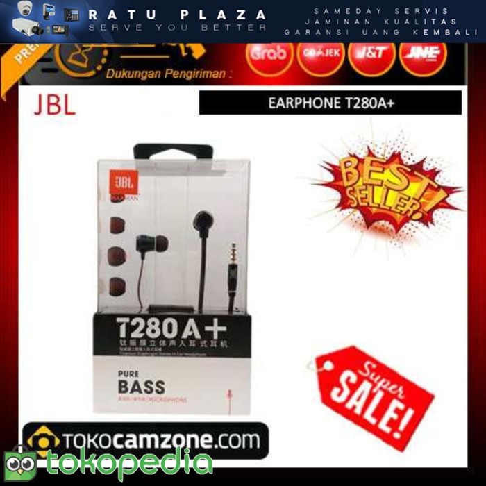 JBL T280A Stereo In-Ear Headphone - Hitam F