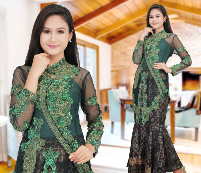 Jual Setelan Kebaya Modern Payet New Edition Hijau Dan