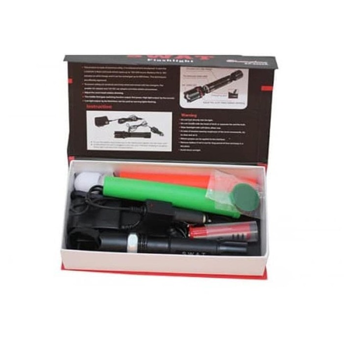 Paket Lengkap Senter Led Emergency Swat Police Cone Kompas Sx 8008
