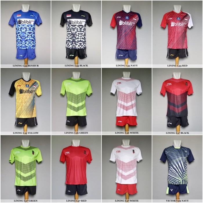 Baju Olahraga Kaos Badminton Setelan Bulutangkis Lining Victor Yonex