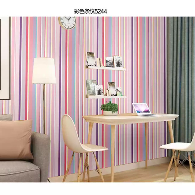 jual wallpaper sticker garis pelangi rainbow murah dinding dapur