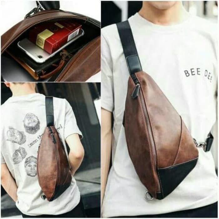 Tas Selempang Cowok Tas Slempang Kulit Pria Sling Bag Asli Import New