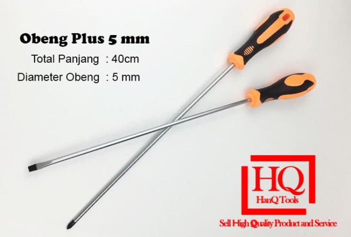 Foto Produk Obeng Screwdriver GAGANG KARET Panjang Plus 5mm - PLUS dari HanQ Tools