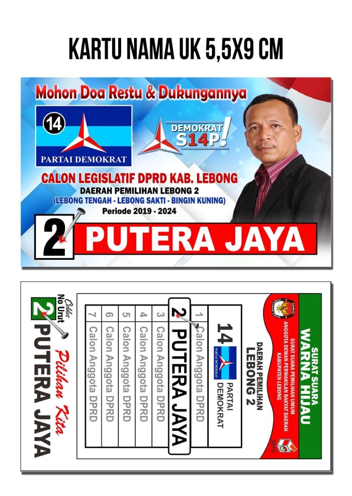 Contoh Desain Kartu Nama Caleg 2019 Terkeren