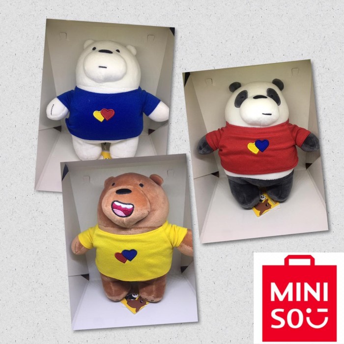 Boneka Original Miniso We Bare Bears Standing Costum 22-24Cm