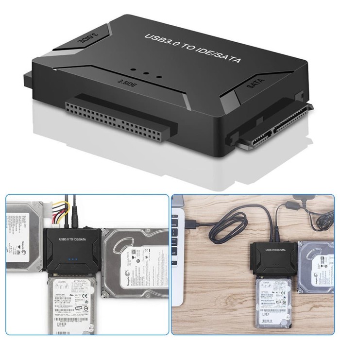 Adapter Converter USB 3.0 to IDE SATA HDD Warna Hitam