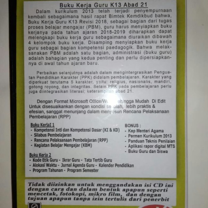 Download Buku Kerja Guru Kurikulum 2013 Revisi 2018