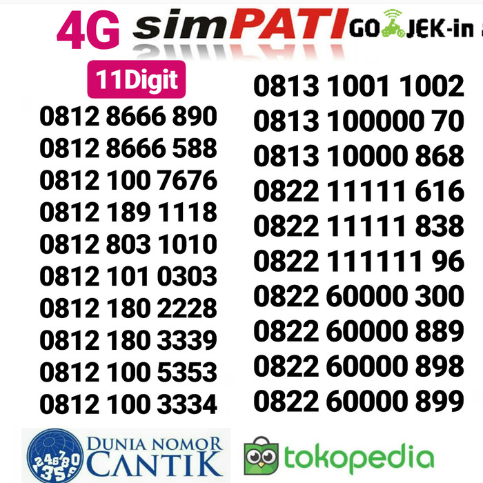 Nomor Simpati Cantik Kartu Perdana Telkomsel 4G