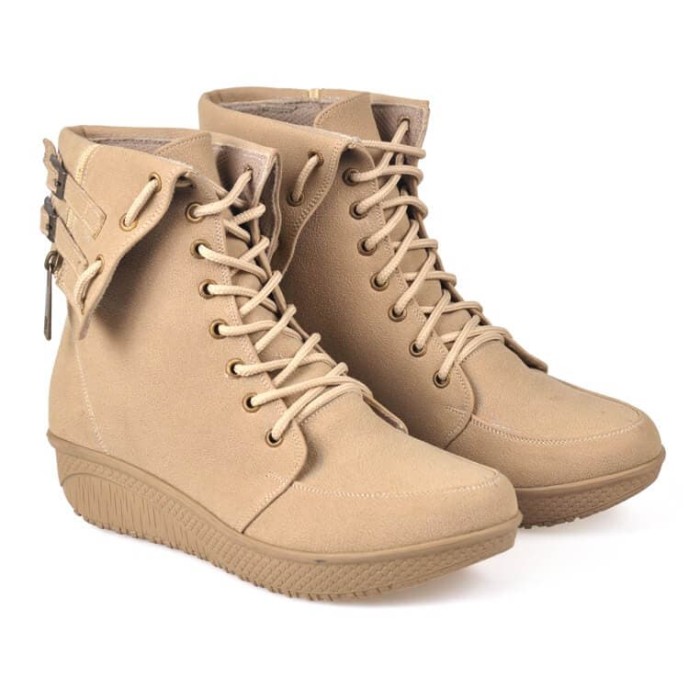 sepatu boot wanita / boots wanita terbaru/boot perempuan bcc 885 - Beige, 38