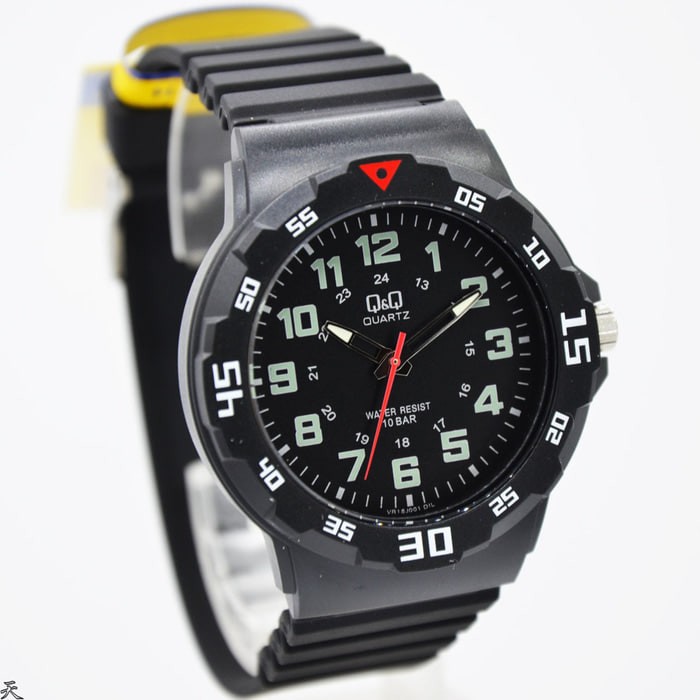 Q&q Gw79j Jam Tangan Pria Karet Hitam List Navy Spec dan Daftar Source · Jam Tangan