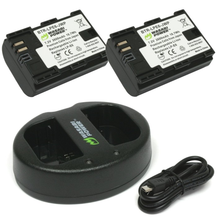 Jual Wasabi Power Battery (2-Pack) and Dual USB Charger for Canon LP-E6