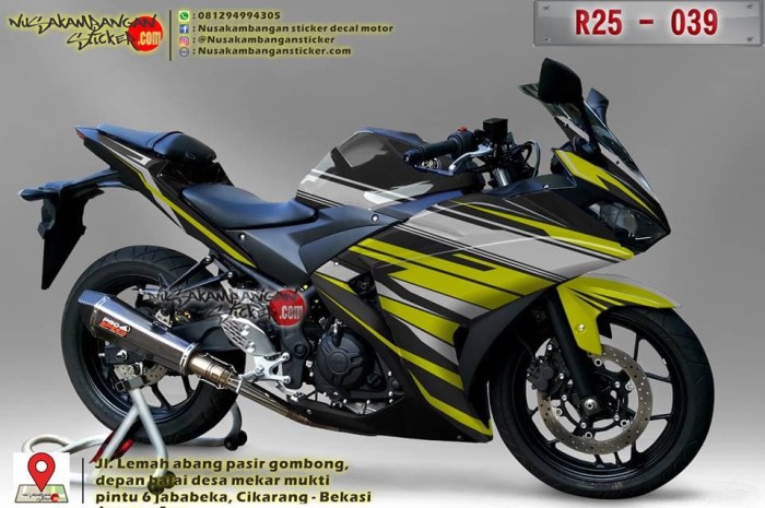 Lampu Sign Sen Led Mini Tempel Oval Motor - Kuning. Source · Decal Motor Sticker Motor Yamaha R25 Hitam Grafis Kuning 039