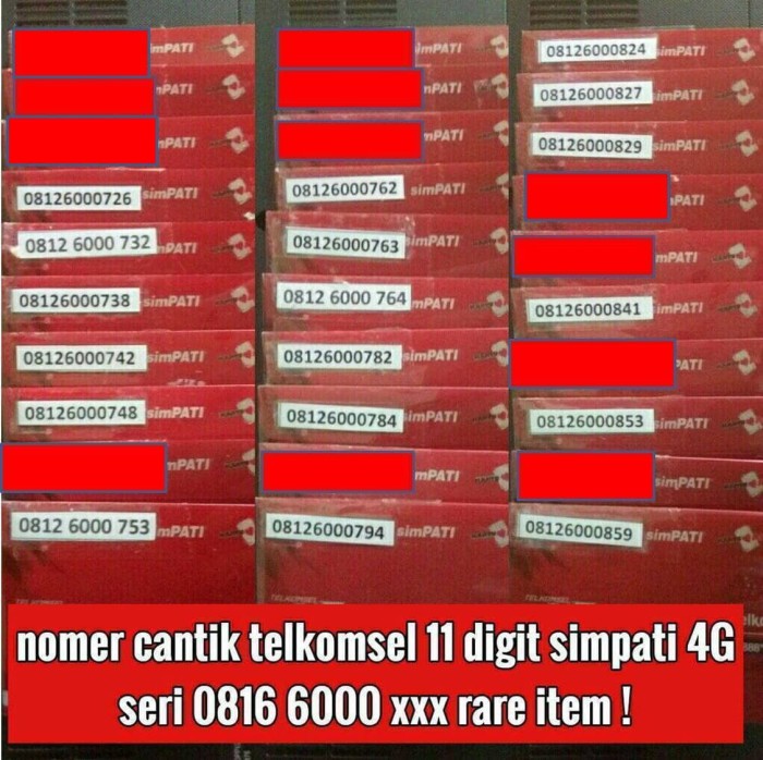 kartu perdana telkomsel 11 digit SIMPATI 4G nomor cantik rapih