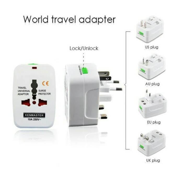Steker Kaki 3 Colokan Listrik Stecker Universal Travel Adapter Adaptor