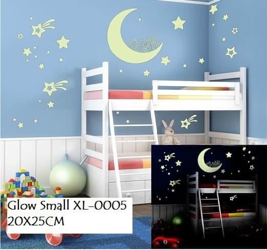 jual wallsticker wall sticker glow xl0005 bintang bintang bulan