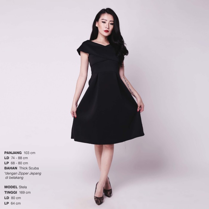 Jual Giovanny Dress Sabrina A Line Flare Skirt Pakaian Wanita Ds933 E Hitam Kota Bandung Afwindo Grosir Fashion Tokopedia