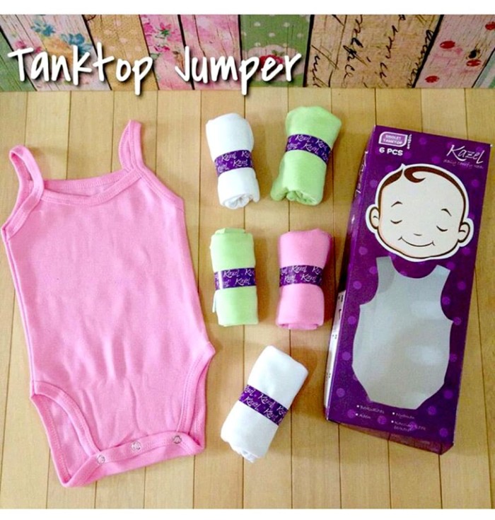 Kazel Singlet Jumper-baju bayi s.d batita ( Isi 6 Pc ) Motif Polos-
