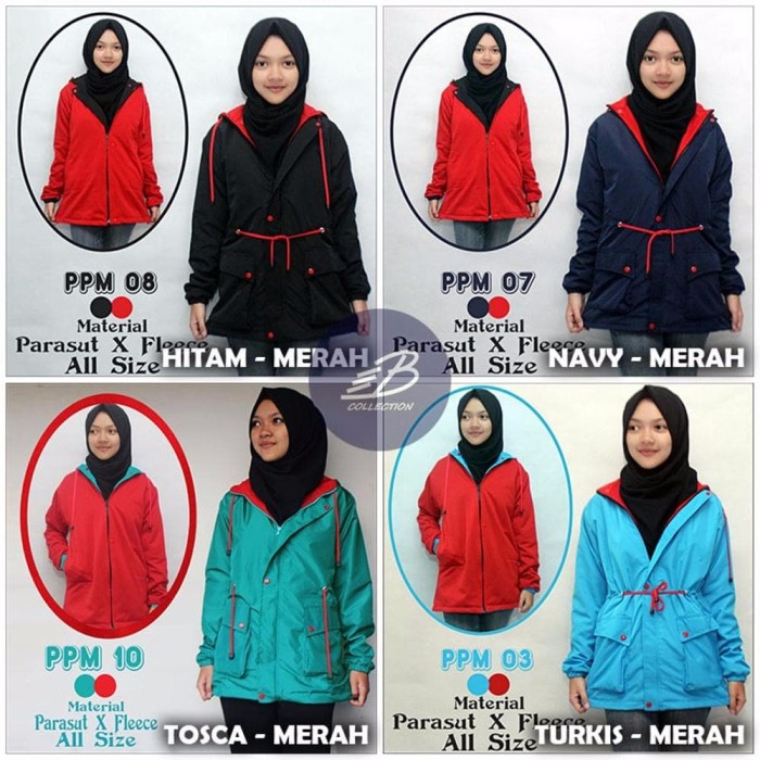 Jaket Wanita Parasut Hijautosca Merah Best Seller Beli Harga Murah Source · Jaket Parka Bolak Balik