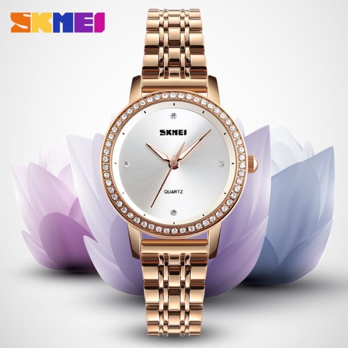 Jam Tangan Wanita Original Strap Rantai Skmei 1311 Anti Air Rose Gold