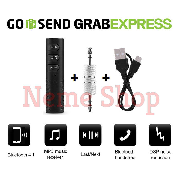 Bluetooth 3.5 Jack AUX Receiver Handsfree Wireless A2DP Audio Car - Hitam