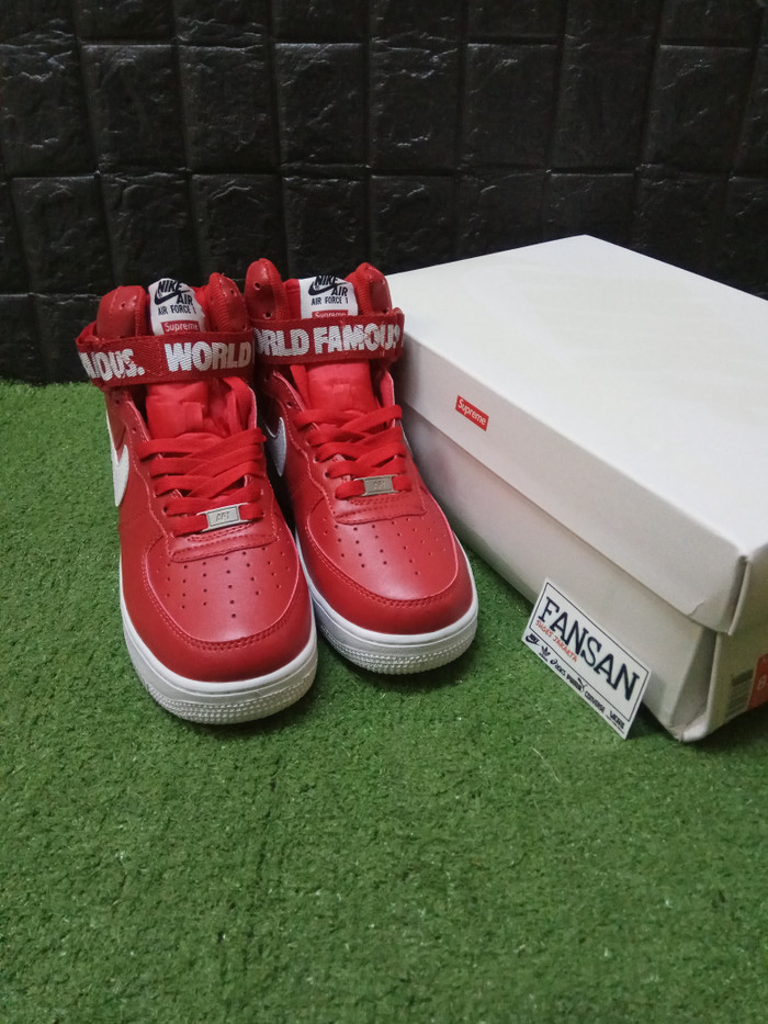 Jakarta Merah43 X Supreme Nike Quality Mid Premium High 1 Air Red Force White Fansan Sepatu Dki shoesTokopedia Jual 80nwPOk