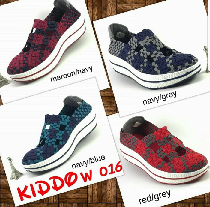 Jual Kiddo w016 sepatu anyam  anyaman wedges wanita rajut 