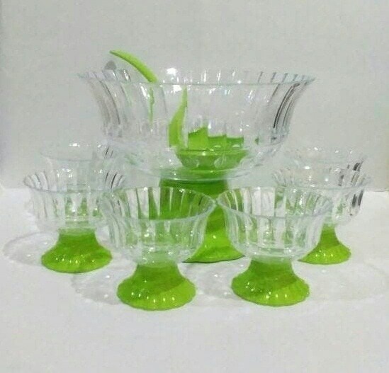 Cocktail Set Kristal Mangkok Buah 6 gelas Golden Sunkist