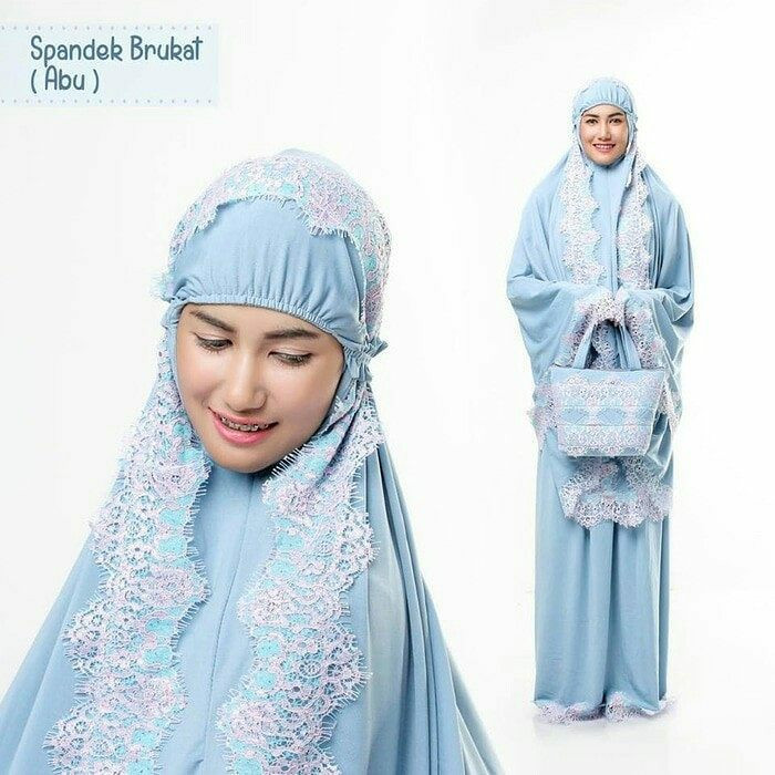 MUKENA SPANDEK SUTRA BROKAT ABU ml8
