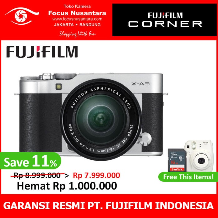 jual fujifilm x a3 kit xc 16 50mm f 3 5 5 6 ois ii silver jual fujifilm x a3 kit xc 16 50mm f 3 5 5 6 ois ii silver