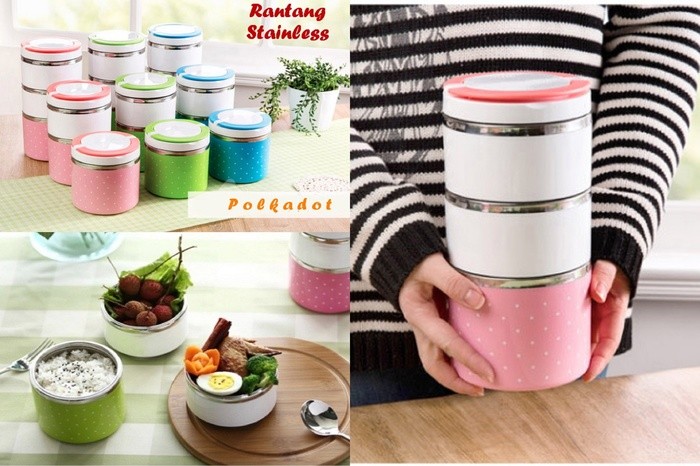 Rantang Stainless POLKADOT 3 Susun Kotak Bekal Makan Tahan Panas