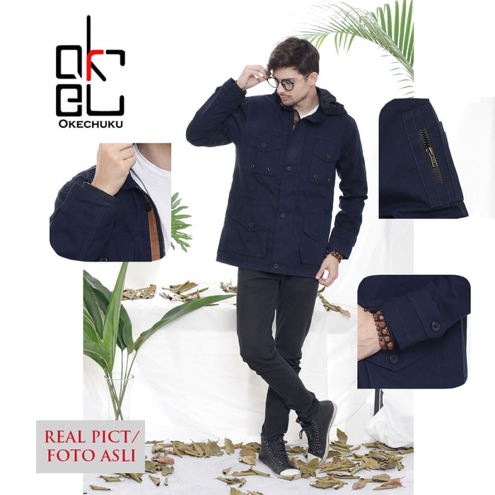 JAKET Jaket Parka Navy Okechuku Baby Kanvas Jacket Distro Pria Motor