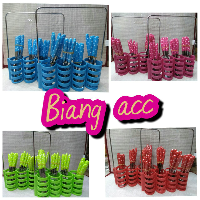 Sendok Polkadot / Sendok Makan Unik Cantik 24 pcs - Merah