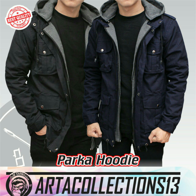 JAKET PARKA HOODIE POLOS ORIGINAL B.G.S.R NAVY