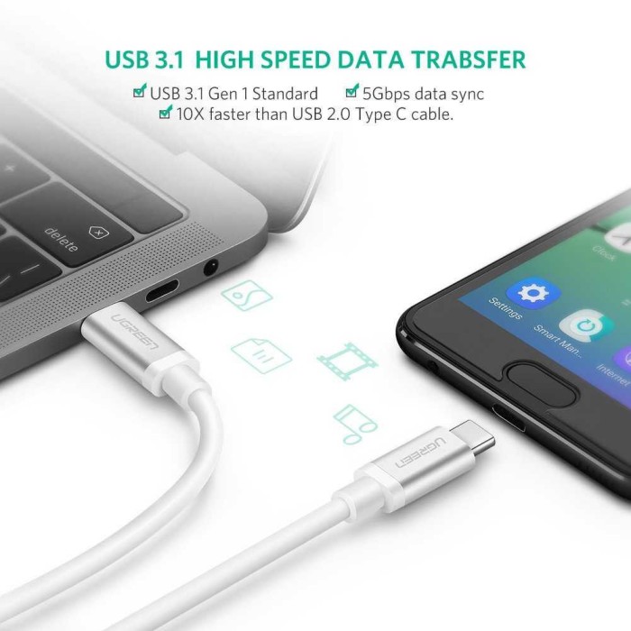 Ugreen Kabel Data USB Type C 3.1 Male to Male Multifungsi 1 Meter UGUA