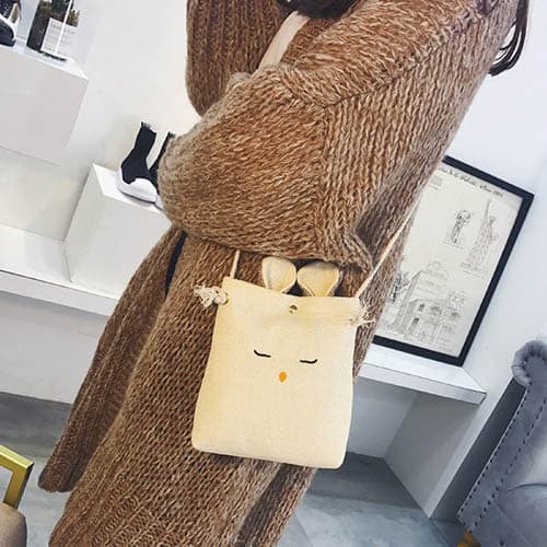 tas selempang kelinci korea cute rabbit mini sling bag korea bta339 - coklat