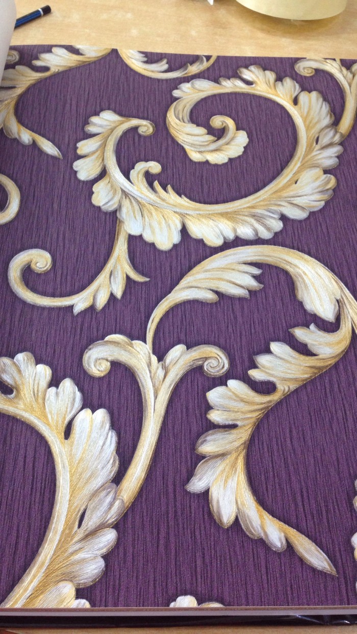 Jual Wallpaper Dinding Klasik Ukir Timbul Warna Ungu Kota Bekasi
