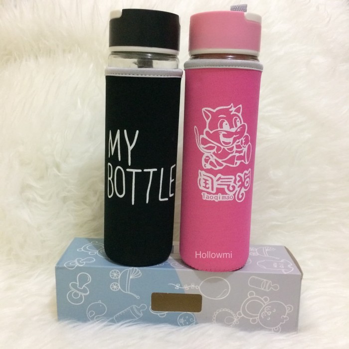My Bottle Bening Kaca Warna 500ML + Free Pouch