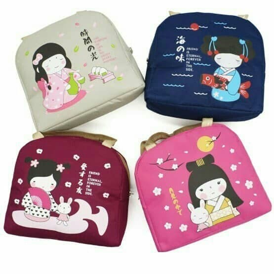 japan girl Lunch bag / Cooler bag / Tas Makanan Tas Bekal Tas asi - Navy