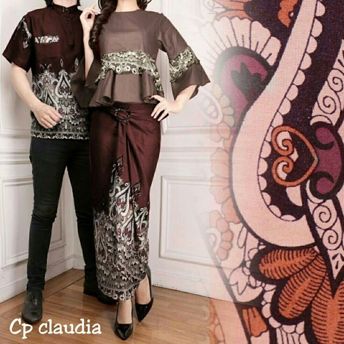 2 warna Claudia Baju Couple muslim baju batik couple baju pesta couple 1