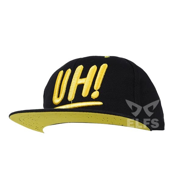 Elfs Topi Snapback Kanvas Drill Bordir UH Hitam