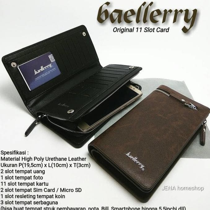 Jual Dompet Panjang Pria Dan Wanita Baellerry Original Slim Brown