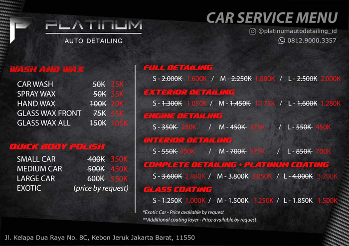 Platinum Car Wash >> Jual Price List Car Detailing Platinum Coating Platinum Auto Detailing Dki Jakarta Platinum Auto Detailing Tokopedia Platinum Car Wash >> Jual Price List Car Detailing Platinum Coating Platinum Auto Detailing Dki Jakarta Platinum Auto Detailing Tokopedia