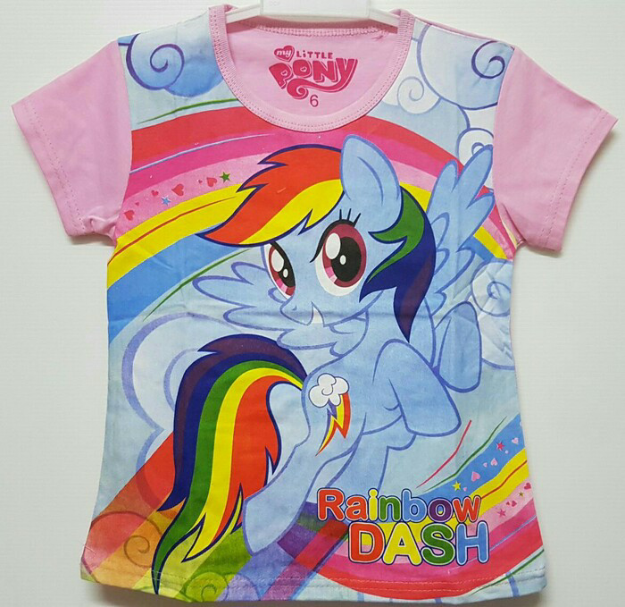 Kaos Anak Cewek Karakter Kuda Pony Printing Pink. Bahan Katun