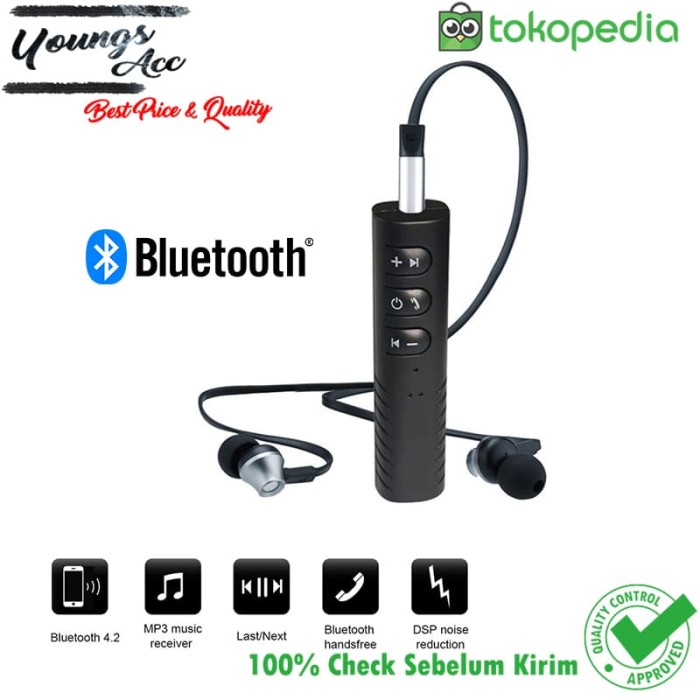 Universal Car Kit Audio Music Player Bluetooth Receiver Jack 3.5mm - Putih