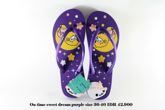 on time sweet dream sandal jepit wanita ungu