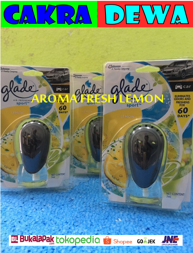 Glade SPORT aroma FRESH LEMON Pengharum Mobil tahan lama HINGGA 60HARI