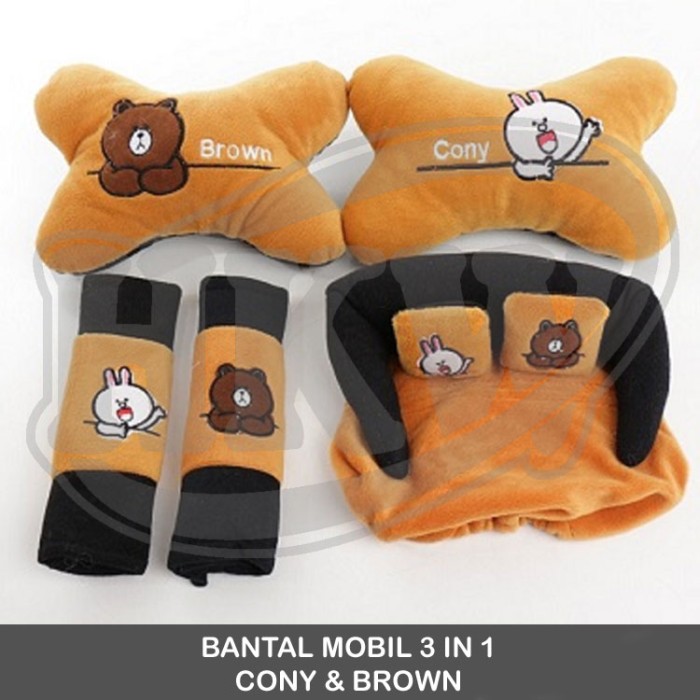 Bantal 3 in 1 Cony Brown Line mobil SwiftAll New Swift