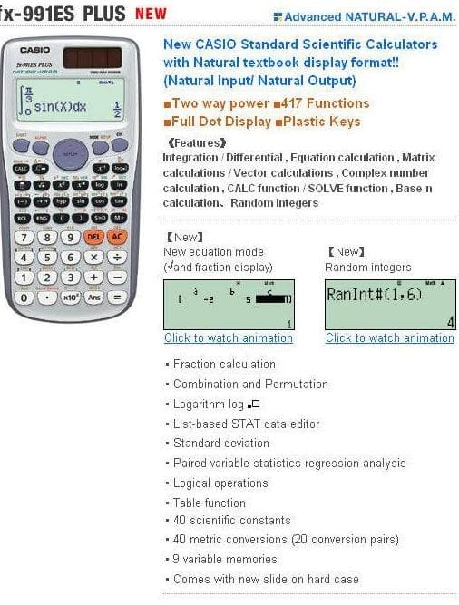 Casio fx-991ex hyperbolic functions