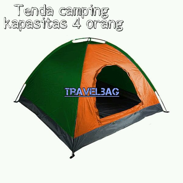 Tenda camping dome kapasitas 4 orang plus alas terpal dengan jendela