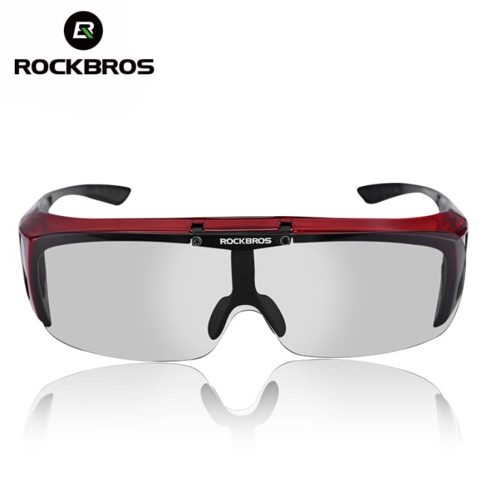 RockBros Cycling Polarized Sunglasses Red Frame Goggles For Myopia Glasses